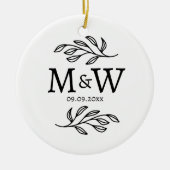 Couple Monogram Wedding Date Elegant Botanical Keramik Ornament (Vorne)