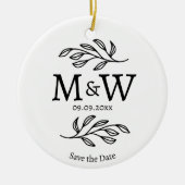 Couple Monogram Wedding Save the Date Botanical Keramik Ornament (Vorne)