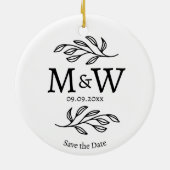 Couple Monogram Wedding Save the Date Botanical Keramik Ornament (Hinten)