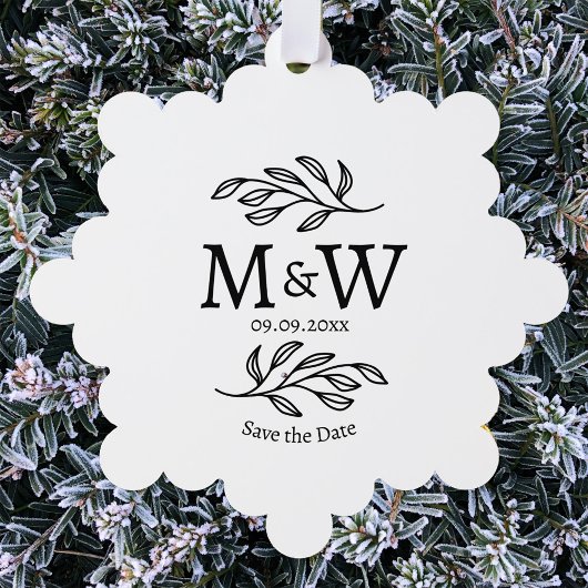 Couple Monogram Wedding Save the Date Botanical Ornament Karte