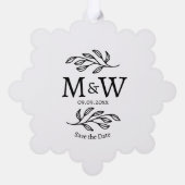 Couple Monogram Wedding Save the Date Botanical Ornament Karte (Rückseite)