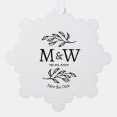 Couple Monogram Wedding Save the Date Botanical Ornament Karte (Vorderseite)