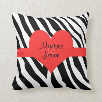 Couple Monogram Zebra Print Heftwurfkissen Kissen