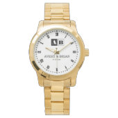 Couple Name Custom Engraved Romantic Monogram Armbanduhr (Vorderseite)