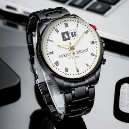 Couple Name Custom Wedding Monogram  Armbanduhr