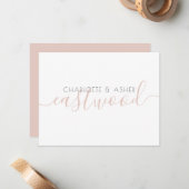 Couple Name Dusty Pink Monogram Note Card Mitteilungskarte (Vorderseite/Rückseite Beispiel)