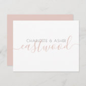 Couple Name Dusty Pink Monogram Note Card Mitteilungskarte (Vorne/Hinten)