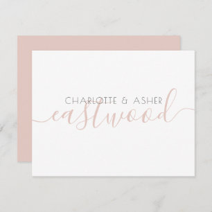 Couple Name Dusty Pink Monogram Note Card Mitteilungskarte