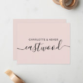 Couple Name Dusty Pink Wedding Monogram Note Card Mitteilungskarte (Vorderseite/Rückseite Beispiel)