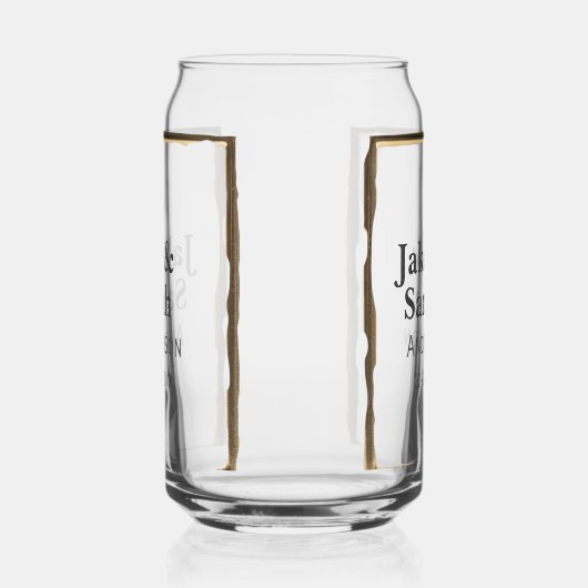 Couple name gray golden frame border wedding date  dosenglas (Rechts)