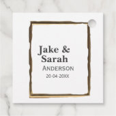 Couple name gray golden frame border wedding date geschenkanhänger (Rückseite)