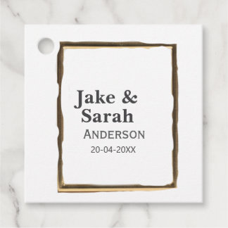 Couple name gray golden frame border wedding date geschenkanhänger