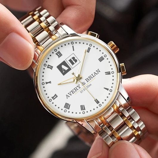 Couple Name Minimal Monogram Custom Name & Initial Armbanduhr