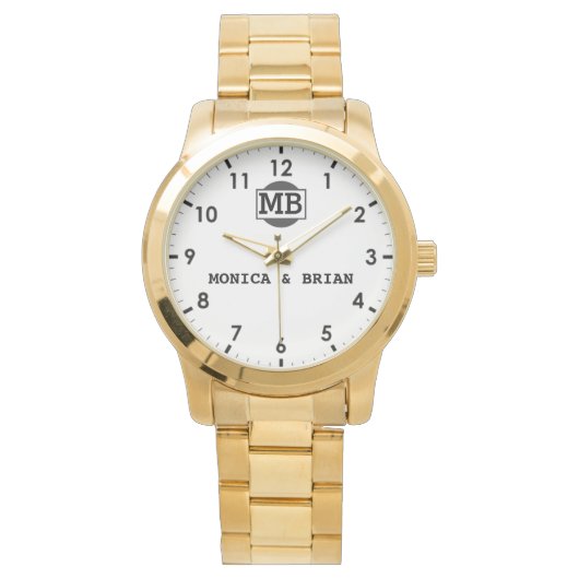 Couple Name Sentimental Wedding Keepsake Armbanduhr (Vorderseite)