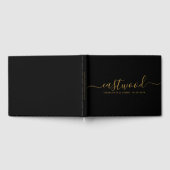 Couple Name Wedding Gold Monogram Black Gästebuch (Voll)