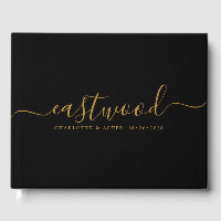 Couple Name Wedding Gold Monogram Black