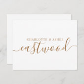 Couple Name Wedding Gold Monogram Note Card Mitteilungskarte (Vorne/Hinten)