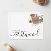 Couple Name Wedding Monogram Floral Mitteilungskarte (Vorderseite/Rückseite Beispiel)