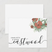 Couple Name Wedding Monogram Floral Mitteilungskarte (Vorne/Hinten)