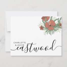 Couple Name Wedding Monogram Floral Mitteilungskarte
