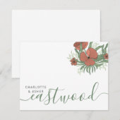 Couple Name Wedding Monogram Floral Mitteilungskarte (Vorne/Hinten)