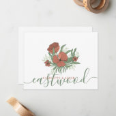 Couple Name Wedding Monogram Floral Mitteilungskarte (Vorderseite/Rückseite Beispiel)