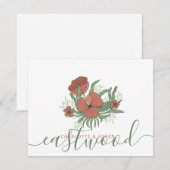 Couple Name Wedding Monogram Floral Mitteilungskarte (Vorne/Hinten)