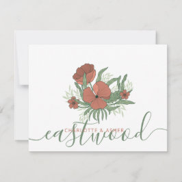 Couple Name Wedding Monogram Floral Mitteilungskarte