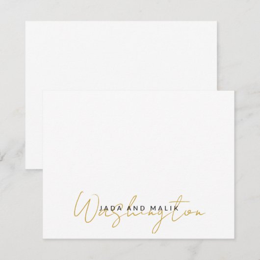 Couple Name Wedding Monogram Gold Script Name Mitteilungskarte (Vorne/Hinten)