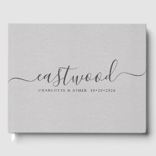 Couple Name Wedding Monogram Grey Imitats Linen Gästebuch