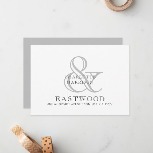 Couple Name Wedding Monogram Mitteilungskarte (Vorderseite/Rückseite Beispiel)