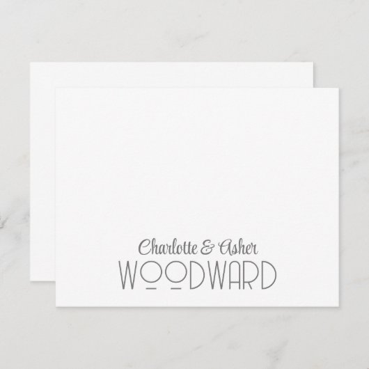 Couple Name Wedding Monogram Note Card Mitteilungskarte (Vorne/Hinten)