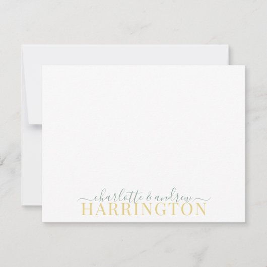 Couple Name Wedding Monogram Pastel Green Mustard Mitteilungskarte (Vorderseite)