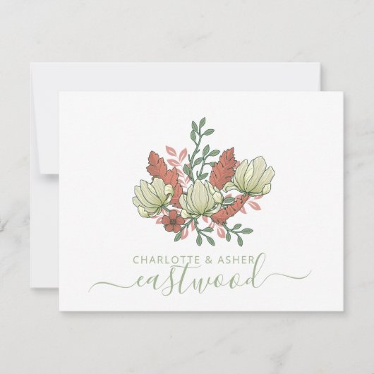 Couple Name Wedding Monogram Vintag Floral Mitteilungskarte (Vorderseite)