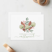 Couple Name Wedding Monogram Vintag Floral Mitteilungskarte (Vorderseite/Rückseite Beispiel)