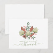 Couple Name Wedding Monogram Vintag Floral Mitteilungskarte (Vorne/Hinten)