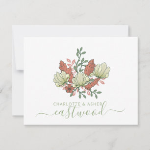 Couple Name Wedding Monogram Vintag Floral Mitteilungskarte