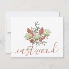 Couple Name Wedding Monogram Vintag Floral Mitteilungskarte