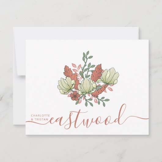 Couple Name Wedding Monogram Vintag Floral Mitteilungskarte (Vorderseite)