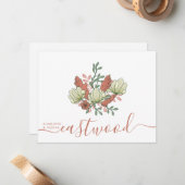 Couple Name Wedding Monogram Vintag Floral Mitteilungskarte (Vorderseite/Rückseite Beispiel)