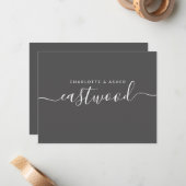 Couple Name White in Black Mitteilungskarte (Vorderseite/Rückseite Beispiel)