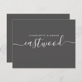 Couple Name White in Black Mitteilungskarte (Vorne/Hinten)