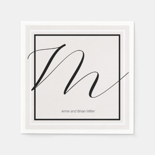 Couple Names Elegant Mit Monogramm Serviette (Vorderseite)