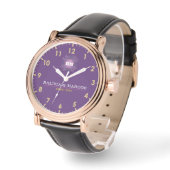Couple names His and Her elegant purple monogram Armbanduhr (Winkel)