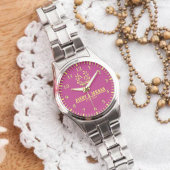 Couple Names Monogram Yellow & Pink Elegant Armbanduhr