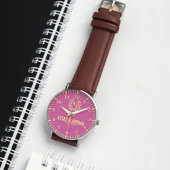 Couple Names Monogram Yellow & Pink Elegant Armbanduhr