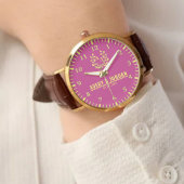 Couple Names Monogram Yellow & Pink Elegant  Armbanduhr