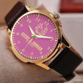 Couple Names Monogram Yellow & Pink Elegant Armbanduhr