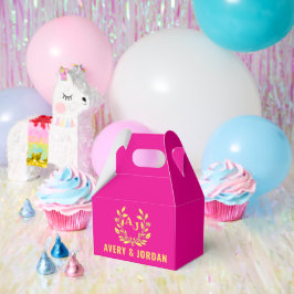 Couple Names Monogram Yellow & Pink Elegant  Geschenkschachtel