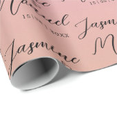 Couple Names Pink Geschenkpapier Hochzeit (Rolleneckpunkt)